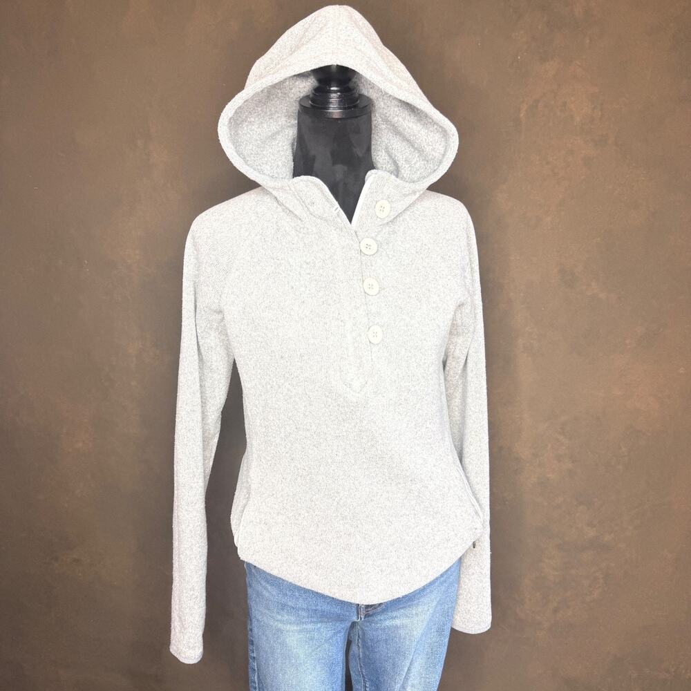 The North Face Women’s Hoodie Pullover M Gray Fleece Button Up Neck Line